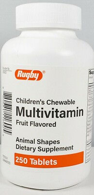 Rugby Childrens Chewable Vitamins Animal Shapes (Flintstones Vites) 250ct
