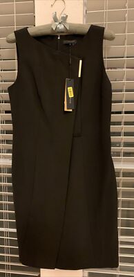 Donna Karan New York Size 6 Dress Black Round Neck Sleeveless MSRP $99 NEW