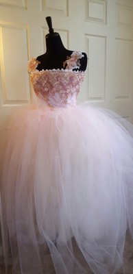 Gatsby Blush Pink Corset Lace Embroidery Tulle Wedding Bridal Ballgown