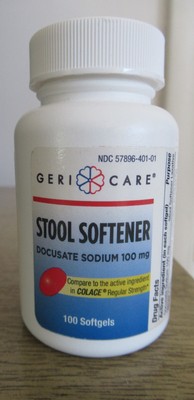 Gericare Docusate Sodium 100mg Stool Softener For Constipation 100 Softgels