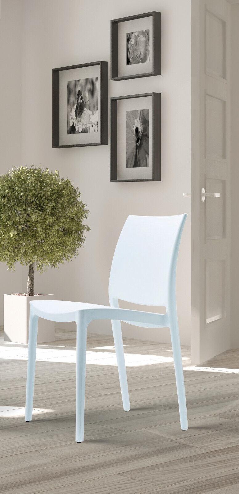 SEDIA MODERNA IN POLIPROPILENE COLORE BIANCO .