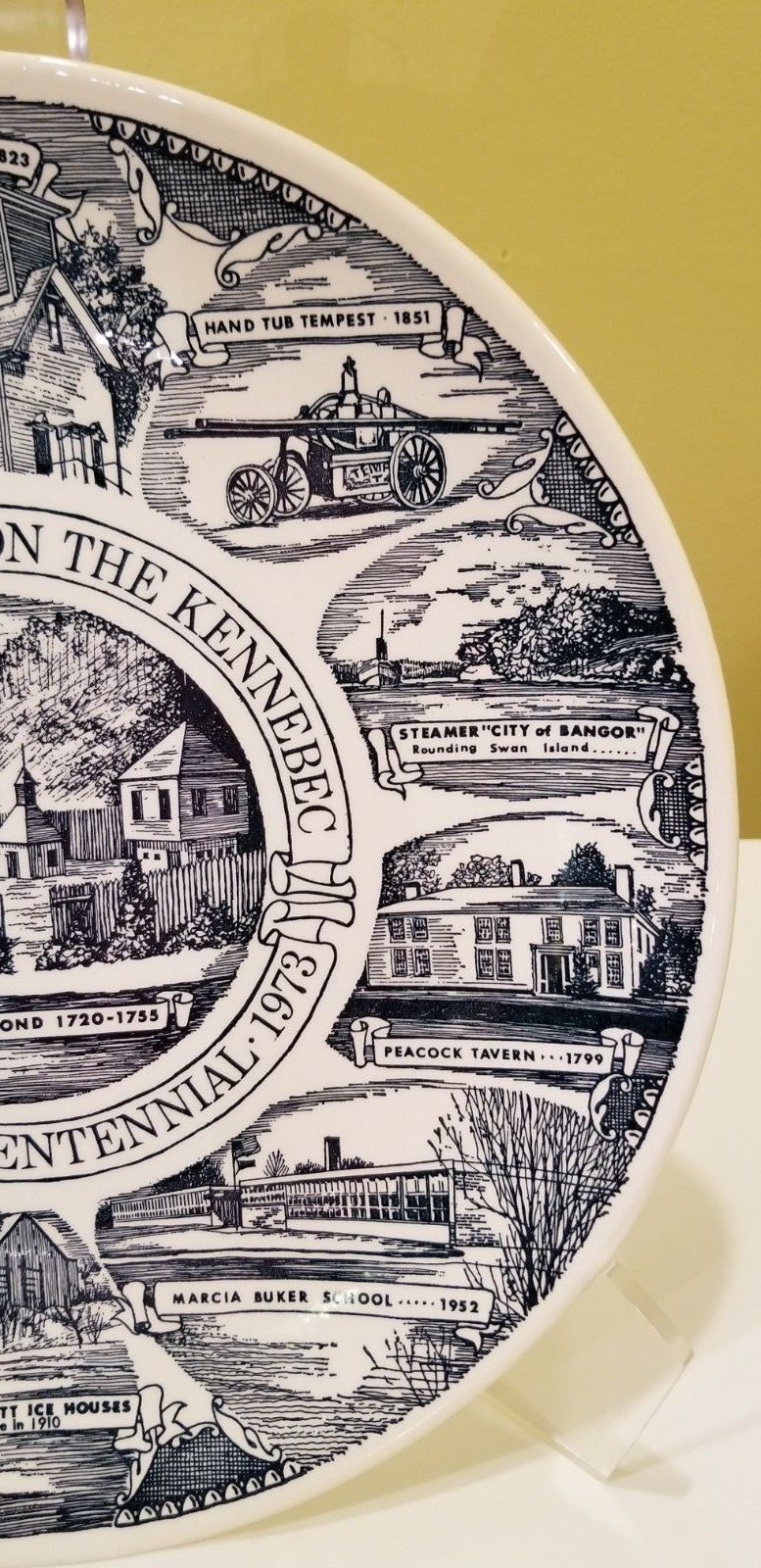 Vtg 1973 On the Kennebec Richmond Maine ME Kettlesprings Kiln Plate