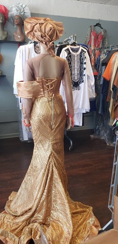 Pre-owned And Luxury Africa Gold Dres. For Wedding, Prom, Birthday Party  More