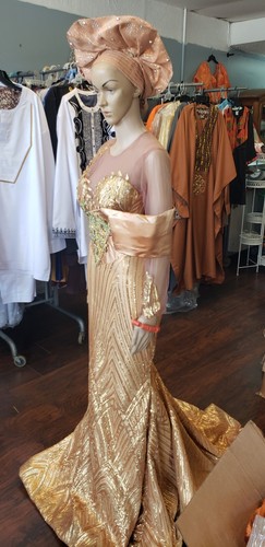 Pre-owned And Luxury Africa Gold Dres. For Wedding, Prom, Birthday Party  More