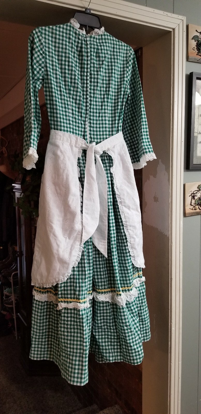 Reenactment Handmade Colonial Dress With Apron And Lace Cap