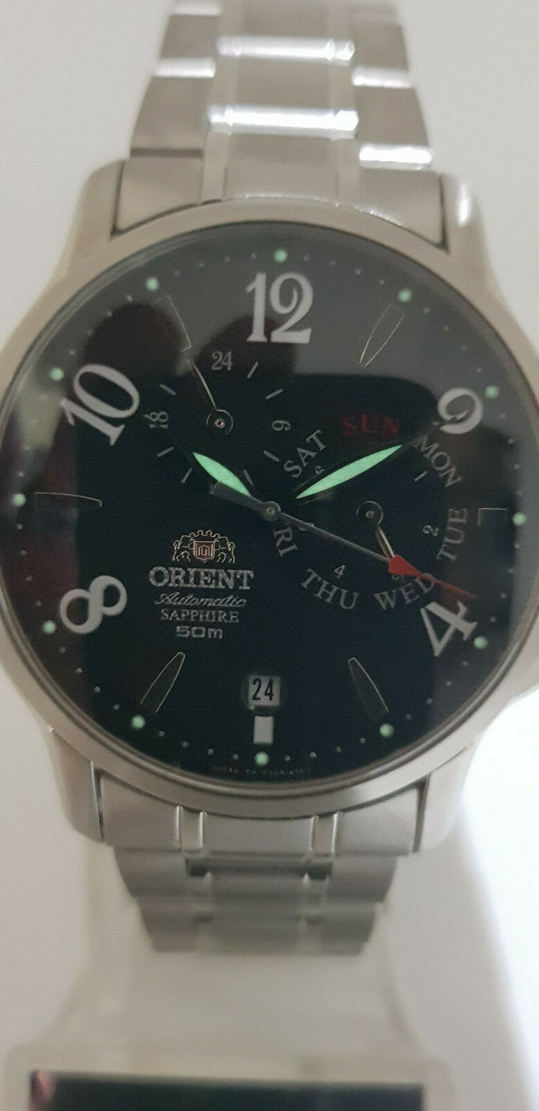 Pre-owned Orient Watch Automatic Multi Eyes Day Date Cet05002b Sapphire Crystal