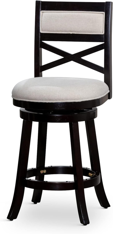Indoor Living Meeker X Back Fabric Swivel Stool, 24&rdquo; Counter Height, Espresso Fi