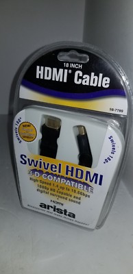 NEW ARISTA 18'' inch Swivel 180 Rotation Angle HDMI Cable 1080p Gold Plated #R27