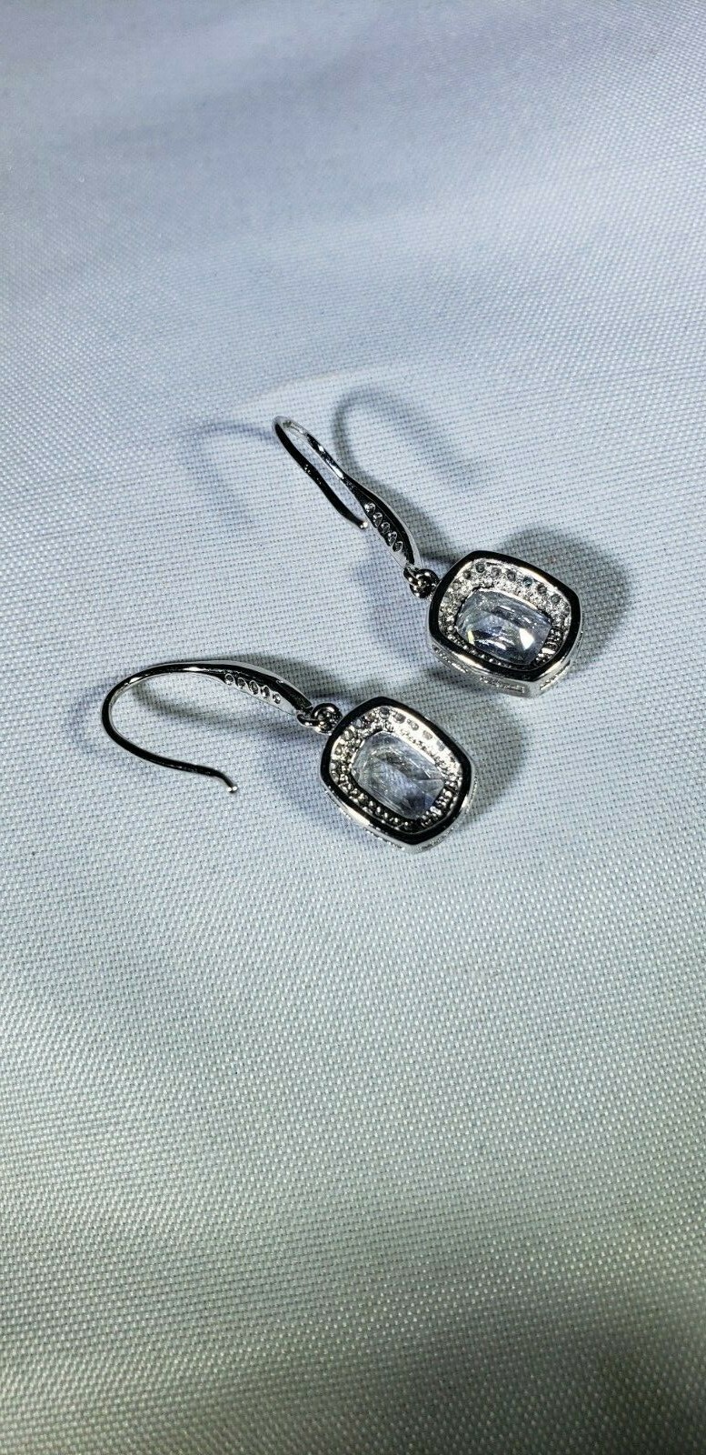 STERLING SILVER EARRINGS 925 CLEAR CUBIC ZIRCONIA