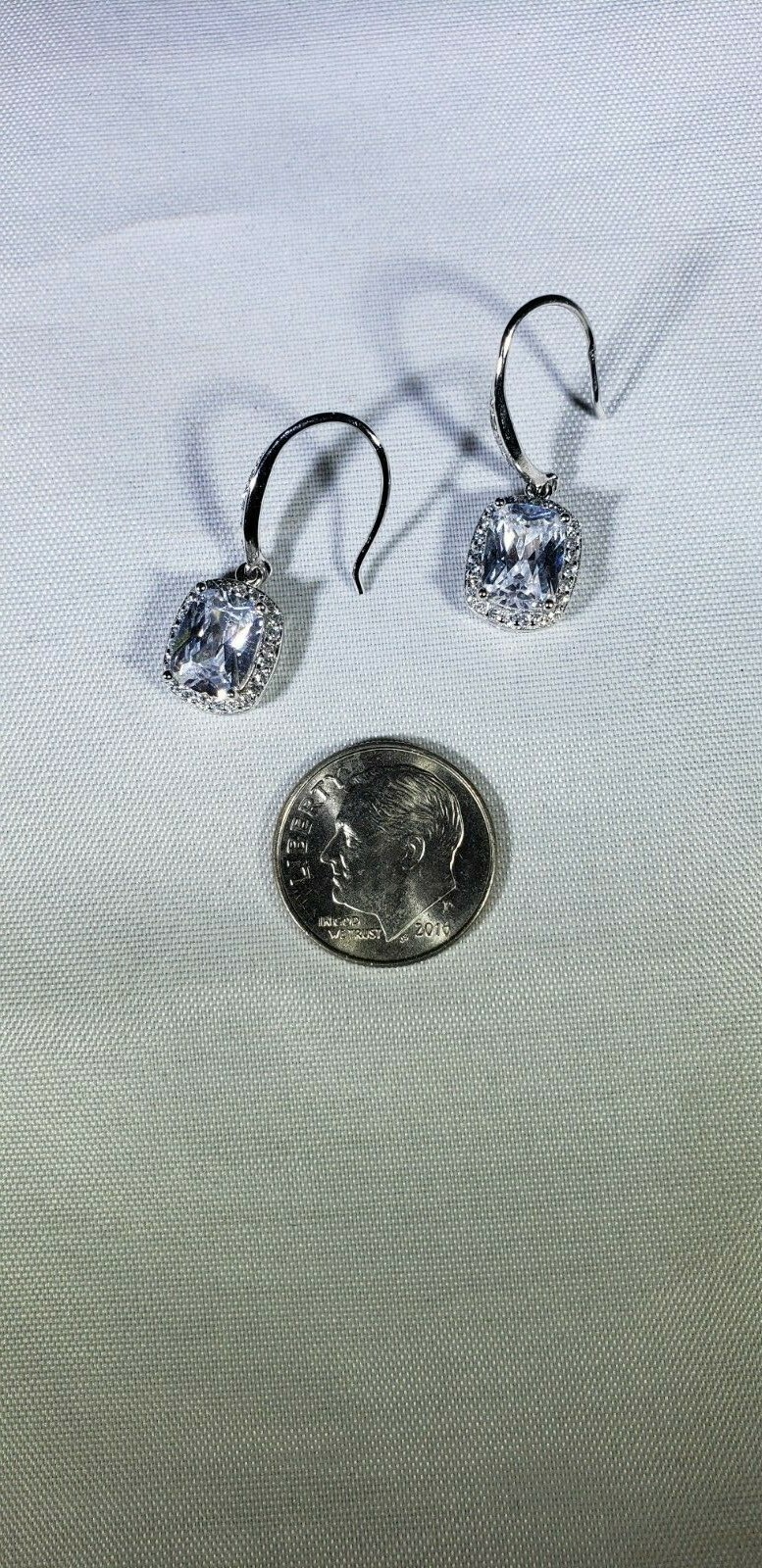 STERLING SILVER EARRINGS 925 CLEAR CUBIC ZIRCONIA