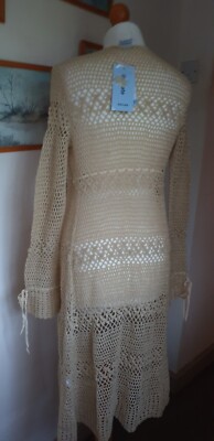 Oasis - Long Cream Lacey Knit Cardigan  Size 10 - (Small Size 12)