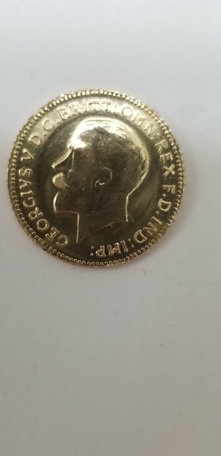 22 KT Yellow Gold Coin Georgivs V D.G. Britt: Omn: Rex