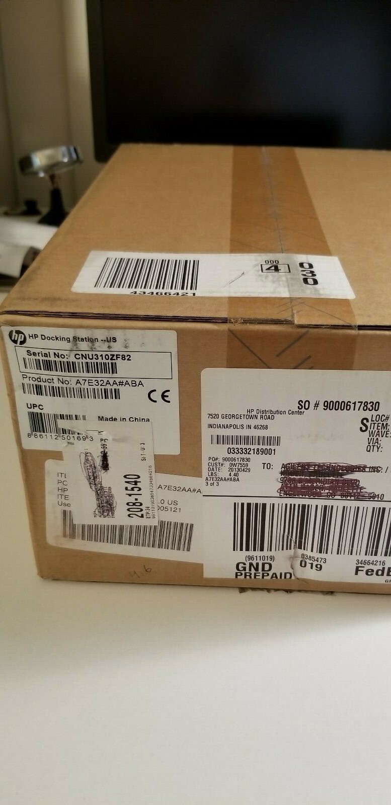 HP Laptop Docking Station, Part# A7E32AA. Includes AC Adapter & Documentation