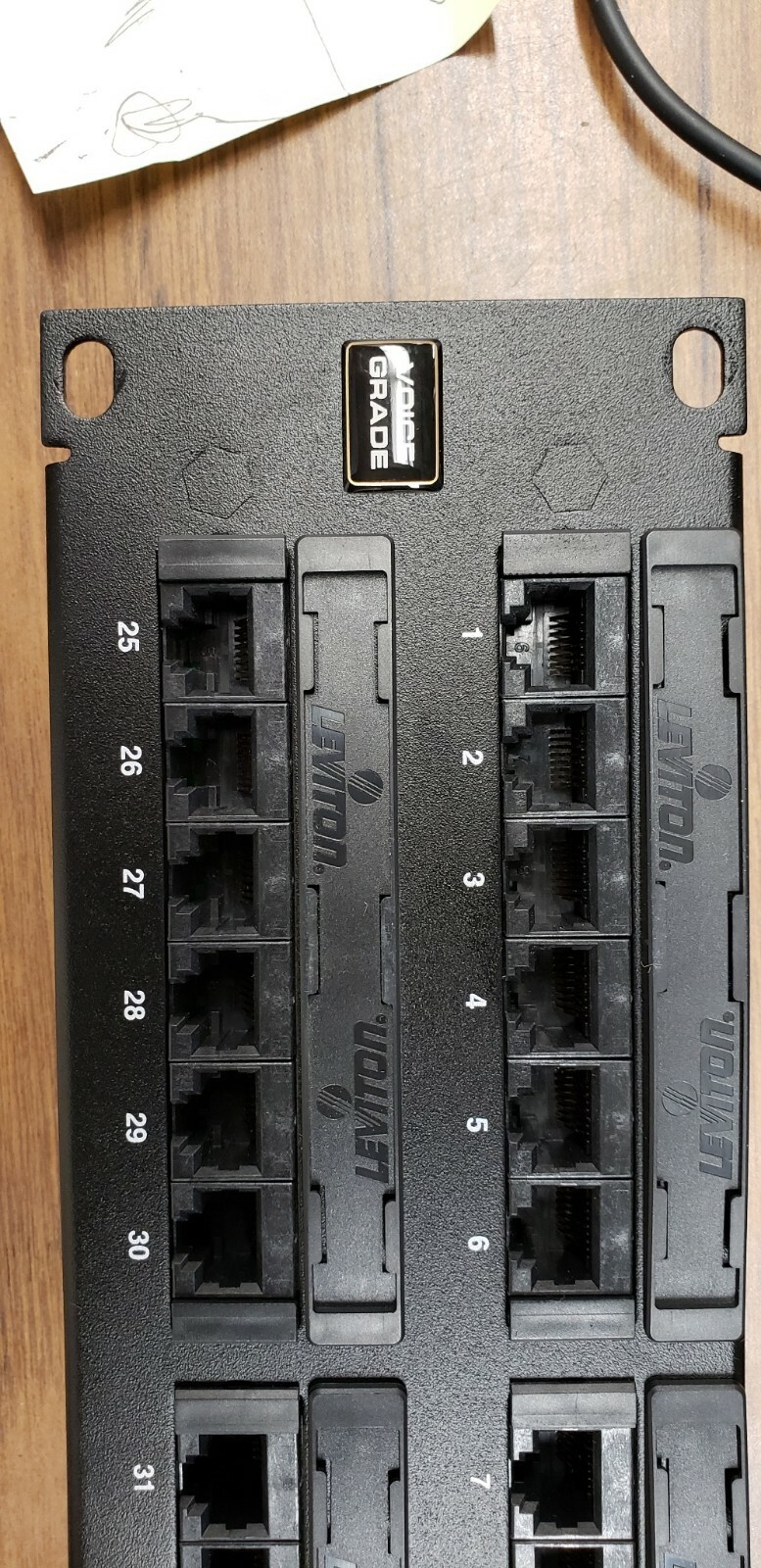 Leviton Voice Grade Patch Panel 24-Port, 1RU, 8P4C Jacks, 25-pair connectors