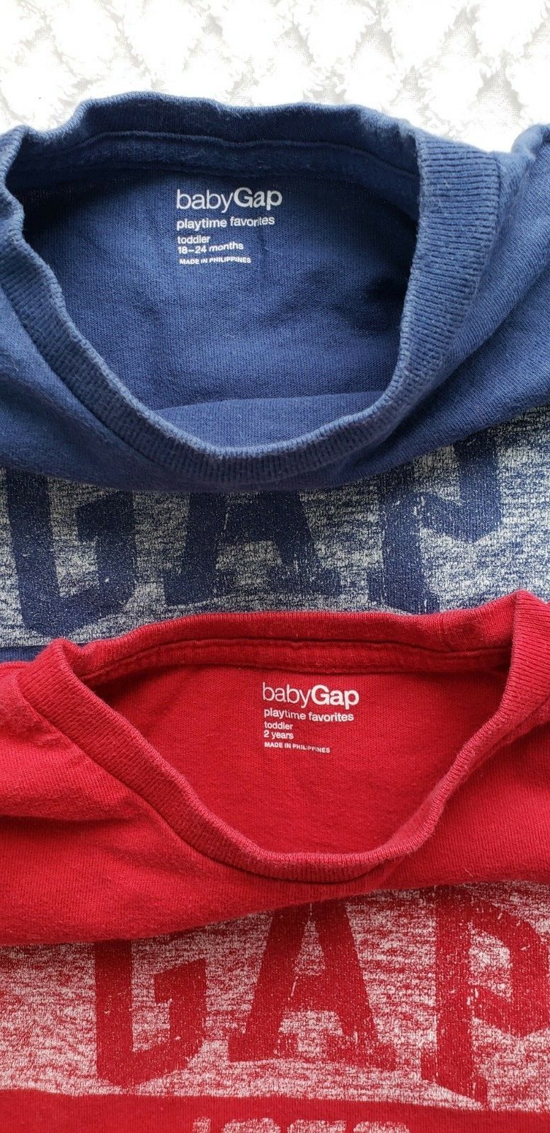 Lot of 2 Gently Used Gap Toddler Boy's Logo Shirt Long Sleeve Sizes 18-24, 2 Yrs