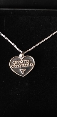 Vintage Celtic Love Silver Pendant on Chain - ANAM CHARAID in Original Box