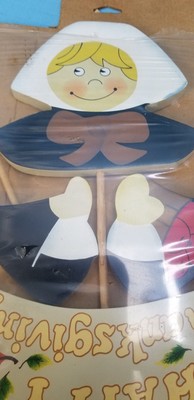 Thanksgiving Fall Autumn Pilgrim Man Woman Wood Pumpkin Decorations