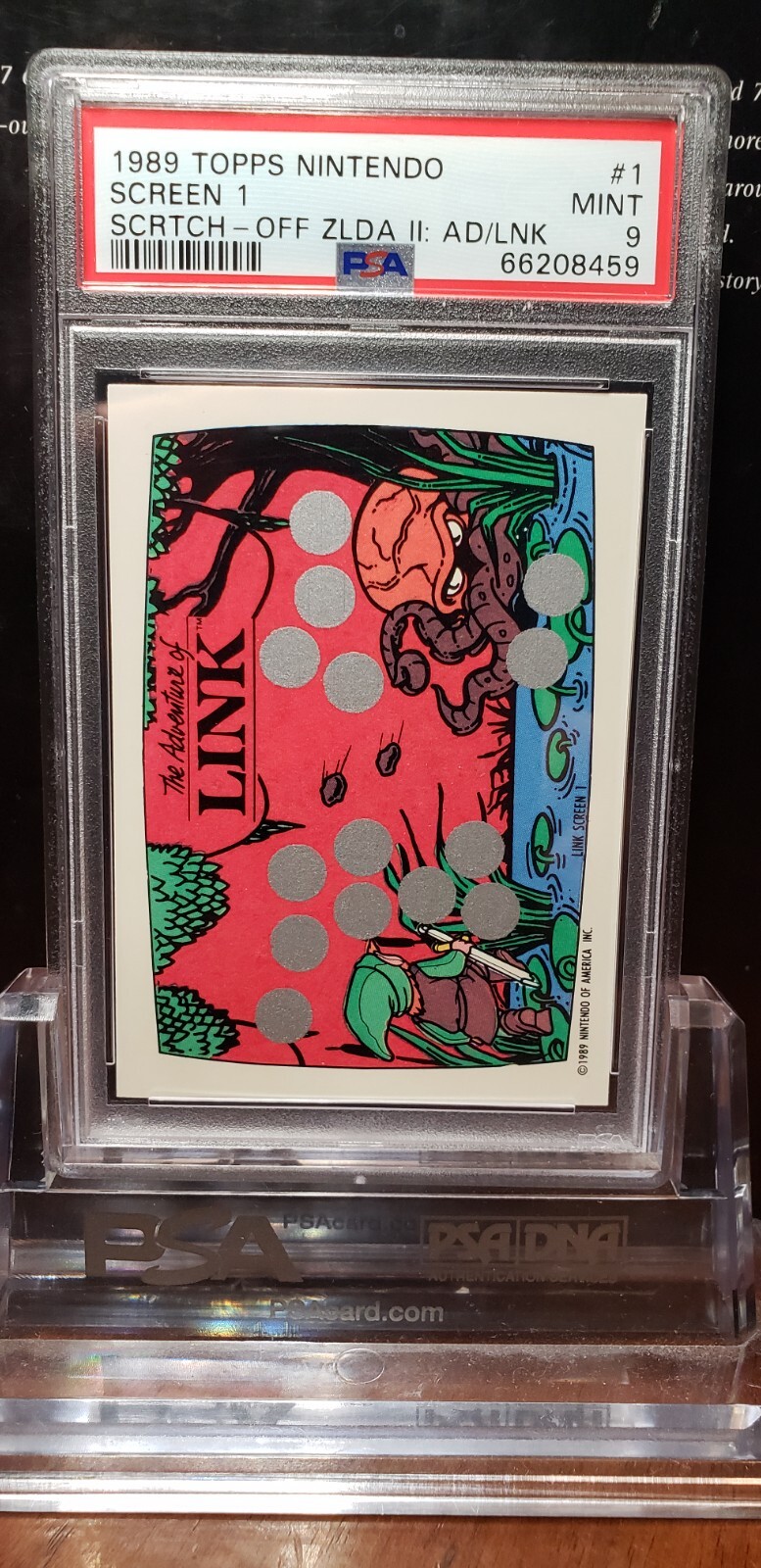 1989 Topps Nintendo Scratch-Off Zelda 2 Link Screen 1 #1 PSA