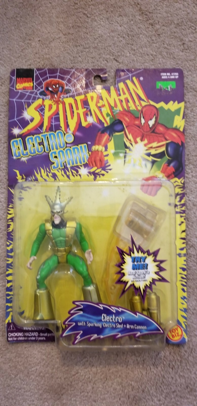 スパイダーマンElectro-SPARK 4体セット☆1997年製☆美品 1997 Spider-Man Animated Series ELECTRO-SPARK SHOCK ACTION