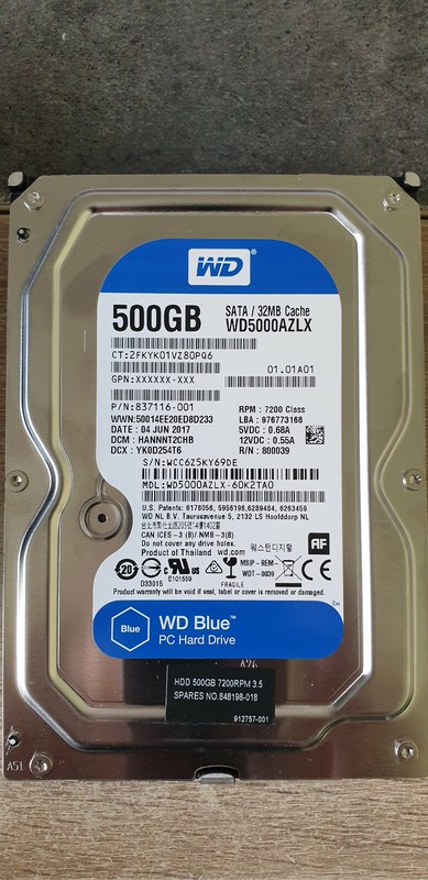 Disque Dur Western Digital 3.5 Wd5000azlx-60k2ta0 Sata 500gb