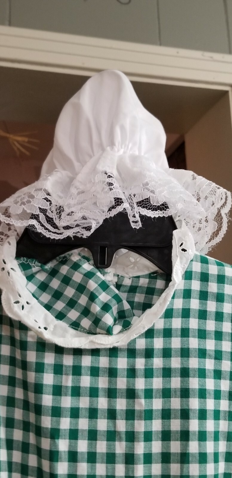 Reenactment Handmade Colonial Dress With Apron And Lace Cap