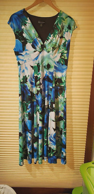 Connected Apparel Size 12 Sleeveless V-Neck Polyester/Spandex Midi Dress NWOT