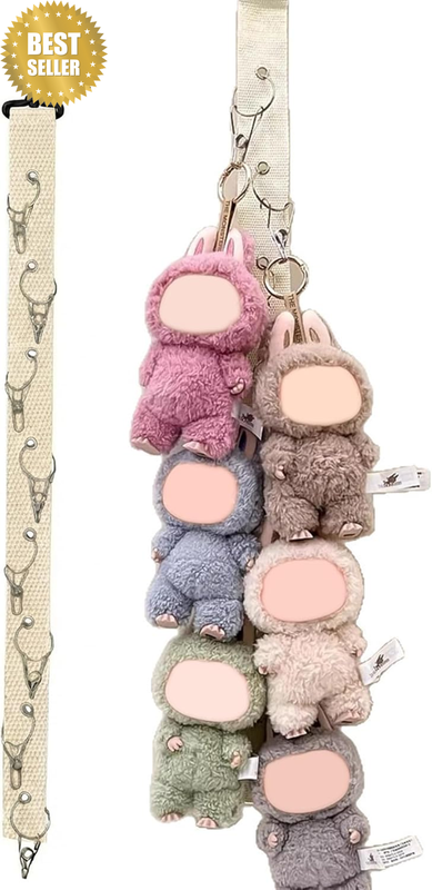 Plush Doll Hanging Storage Rope Display Rack with 8 Clips – Wall Hanging Organiz