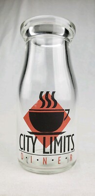 Vintage City Limits Diner Glass Milk Bottle 1/2 Pint Sun Broker's Inc