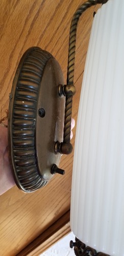 Pair Retro Wall Sconces White Ribbed Glass Virden Lighting