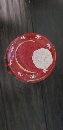 SNOWMAN WATER GLOBE SOCK CAP & SCARF SANTA CLAUS SLED INSIDE SNOW GLOBE