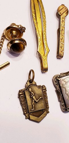 Antique VTG Men'sJewelry lot Parts Repurpose wear, sterling, gf estate, scrap