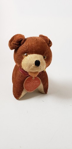 Vintage Stuffed Corduroy DOG PIN CUSHION / TAPE MEASURE Tongue ~ Japan