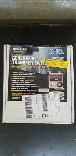 NEW RELIANCE 30216A 6 CIRCUIT POWER TRANSFER SWITCH KIT NEW IN BOX SALE PRICE