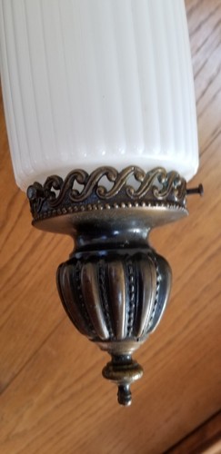 Pair Retro Wall Sconces White Ribbed Glass Virden Lighting