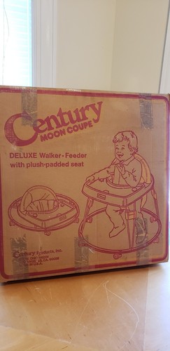 Century Moon Coupe Vintage Retro 70's Yellow White Baby Walker w/ Original Box