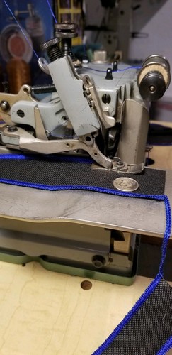 Modified Merrow Industrial narrow edge patch emblem sewing machine