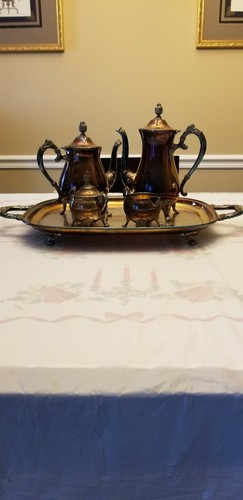 VTG.NEWPORT GORHAM 5 PIECE FOOTED TEA POT SET SILVER PLATED