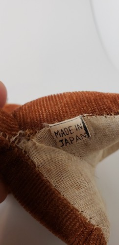 Vintage Stuffed Corduroy DOG PIN CUSHION / TAPE MEASURE Tongue ~ Japan