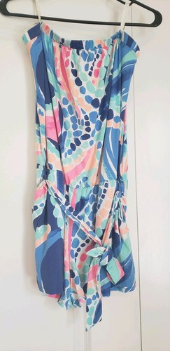 Lilly Pulitzer Ritz strapless romper size M in Ocean Jewels excellent used condi