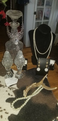 Antique Hand Cut Crystal Salt & Pepper Set