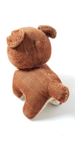 Vintage Stuffed Corduroy DOG PIN CUSHION / TAPE MEASURE Tongue ~ Japan