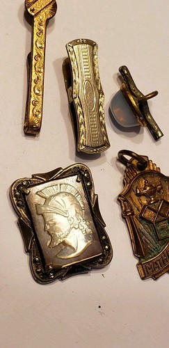 Antique VTG Men'sJewelry lot Parts Repurpose wear, sterling, gf estate, scrap