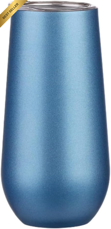 6 Oz Stainless Steel Champagne Tumbler Stemless Glasses with Lid, Double Wall In