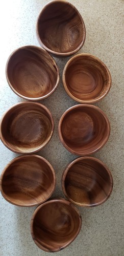 Set of 8 Vintage Mid-Century GOODWOOD Genuine Teak Wood Salad Bowls Thailand