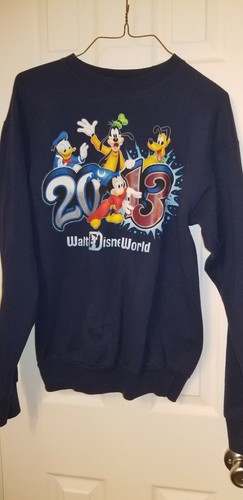 Disneyland Walt Disney World by Hanes Navy Blue Sweatshirt Size S Unisex 2013