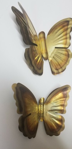 Vintage Set Of 5 HOME INTERIORS Gold-Copper colored Butterflies Wall hung Boho