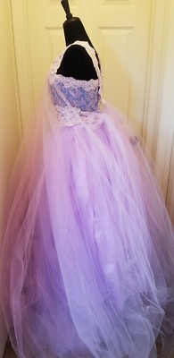 Romantic Lilac & Mauve Gatsby Inspired Lace Tulle Bridal Wedding Ballgown Set