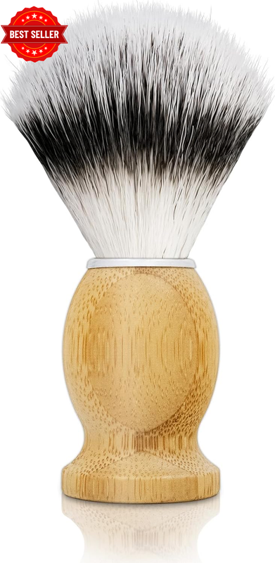 Hand Crafted Shaving Brush for Vegans, Synthetic Hair Bristle for Wet Shave, Com