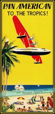 Pan American To The Tropics 1930's Vintage Poster Print Retro Style Wall Art