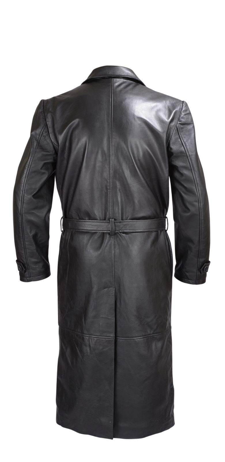 Pre-owned Wicked Mens Black Lambskin Classic Leather Trench Coat Mlc1